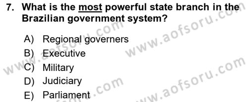 Global South And Emerging Powers Dersi 2023 - 2024 Yılı (Final) Dönem Sonu Sınav Soruları 7. Soru