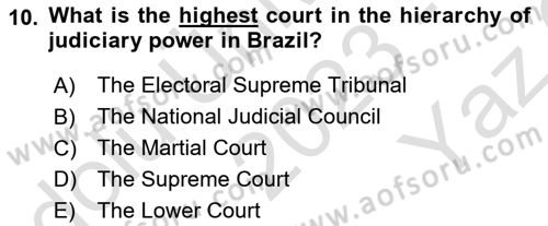 Global South And Emerging Powers Dersi 2023 - 2024 Yılı Yaz Okulu Sınav Soruları 10. Soru