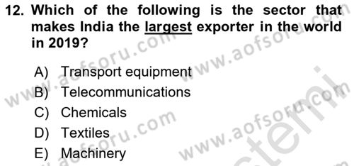 Global South And Emerging Powers Dersi 2023 - 2024 Yılı Yaz Okulu Sınav Soruları 12. Soru