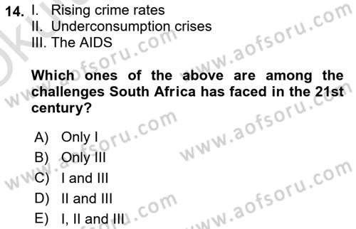 Global South And Emerging Powers Dersi 2023 - 2024 Yılı Yaz Okulu Sınav Soruları 14. Soru