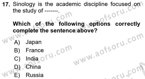 Global South And Emerging Powers Dersi 2023 - 2024 Yılı Yaz Okulu Sınav Soruları 17. Soru