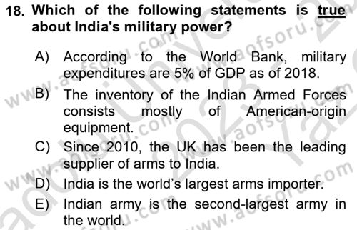 Global South And Emerging Powers Dersi 2023 - 2024 Yılı Yaz Okulu Sınav Soruları 18. Soru