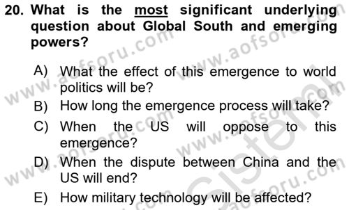 Global South And Emerging Powers Dersi 2023 - 2024 Yılı Yaz Okulu Sınav Soruları 20. Soru