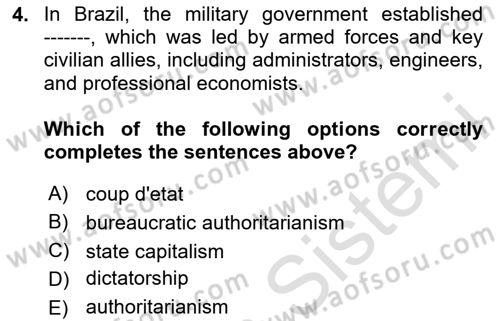 Global South And Emerging Powers Dersi 2023 - 2024 Yılı Yaz Okulu Sınav Soruları 4. Soru