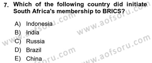 Global South And Emerging Powers Dersi 2023 - 2024 Yılı Yaz Okulu Sınav Soruları 7. Soru