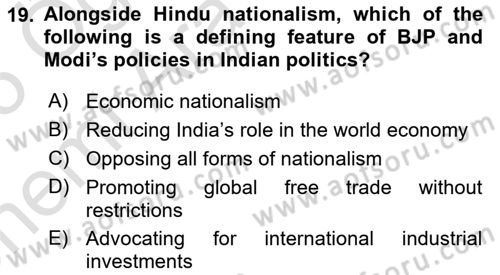 Global South And Emerging Powers Dersi 2024 - 2025 Yılı (Vize) Ara Sınav Soruları 19. Soru