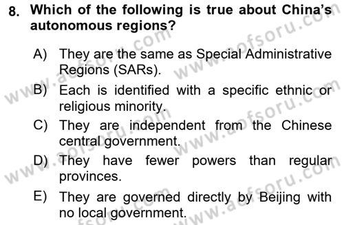 Global South And Emerging Powers Dersi 2024 - 2025 Yılı (Vize) Ara Sınav Soruları 8. Soru
