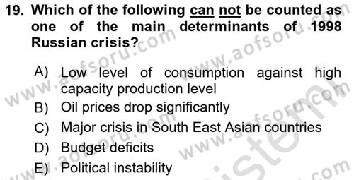 Global Political Economy Dersi 2020 - 2021 Yılı Yaz Okulu Sınav Soruları 19. Soru