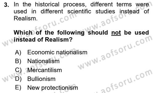 Global Political Economy Dersi 2020 - 2021 Yılı Yaz Okulu Sınav Soruları 3. Soru