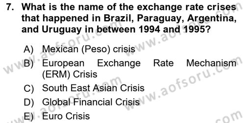 Global Political Economy Dersi 2020 - 2021 Yılı Yaz Okulu Sınav Soruları 7. Soru
