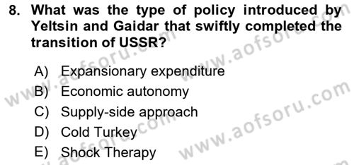 Global Political Economy Dersi 2020 - 2021 Yılı Yaz Okulu Sınav Soruları 8. Soru
