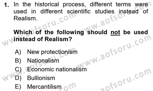 Global Political Economy Dersi 2021 - 2022 Yılı (Vize) Ara Sınav Soruları 1. Soru