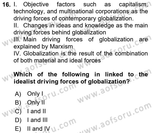 Global Political Economy Dersi 2021 - 2022 Yılı (Vize) Ara Sınav Soruları 16. Soru