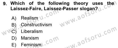 Global Political Economy Dersi 2021 - 2022 Yılı (Vize) Ara Sınav Soruları 9. Soru