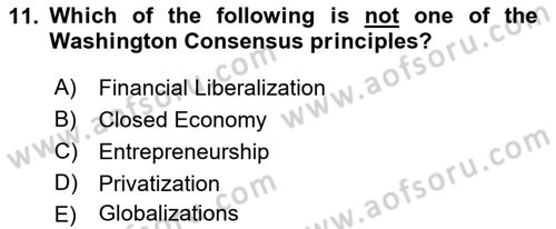 Global Political Economy Dersi 2021 - 2022 Yılı (Final) Dönem Sonu Sınav Soruları 11. Soru