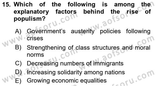 Global Political Economy Dersi 2021 - 2022 Yılı (Final) Dönem Sonu Sınav Soruları 15. Soru