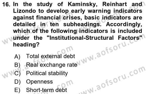 Global Political Economy Dersi 2021 - 2022 Yılı (Final) Dönem Sonu Sınav Soruları 16. Soru