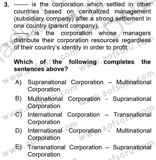Global Political Economy Dersi 2021 - 2022 Yılı (Final) Dönem Sonu Sınav Soruları 3. Soru