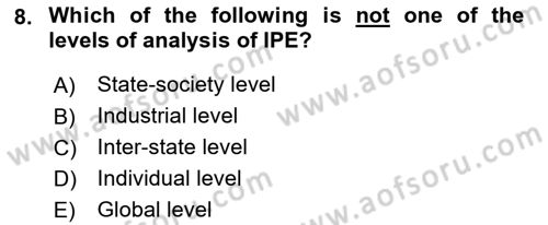 Global Political Economy Dersi 2021 - 2022 Yılı (Final) Dönem Sonu Sınav Soruları 8. Soru