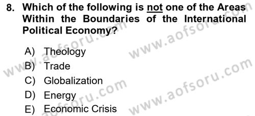 Global Political Economy Dersi 2021 - 2022 Yılı Yaz Okulu Sınav Soruları 8. Soru
