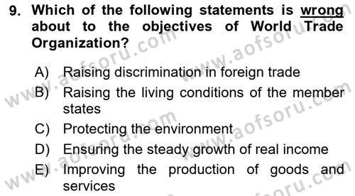 Global Political Economy Dersi 2021 - 2022 Yılı Yaz Okulu Sınav Soruları 9. Soru
