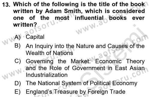 Global Political Economy Dersi Ara Sınavı Deneme Sınav Soruları 13. Soru