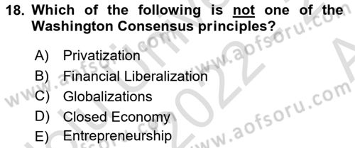 Global Political Economy Dersi 2022 - 2023 Yılı (Vize) Ara Sınav Soruları 18. Soru