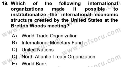 Global Political Economy Dersi Ara Sınavı Deneme Sınav Soruları 19. Soru