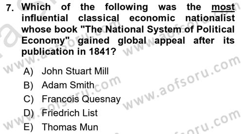 Global Political Economy Dersi 2022 - 2023 Yılı (Vize) Ara Sınav Soruları 7. Soru