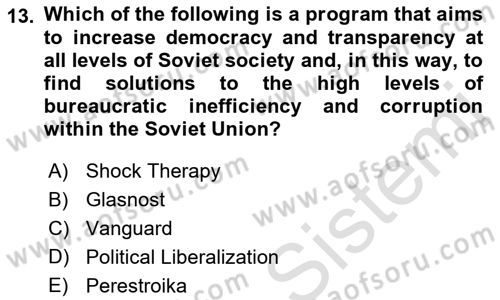 Global Political Economy Dersi 2022 - 2023 Yılı (Final) Dönem Sonu Sınav Soruları 13. Soru