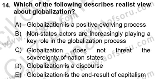 Global Political Economy Dersi 2022 - 2023 Yılı (Final) Dönem Sonu Sınav Soruları 14. Soru