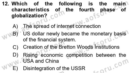 Global Political Economy Dersi 2022 - 2023 Yılı Yaz Okulu Sınav Soruları 12. Soru
