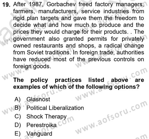 Global Political Economy Dersi 2022 - 2023 Yılı Yaz Okulu Sınav Soruları 19. Soru