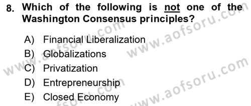 Global Political Economy Dersi 2022 - 2023 Yılı Yaz Okulu Sınav Soruları 8. Soru