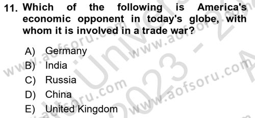 Global Political Economy Dersi Ara Sınavı Deneme Sınav Soruları 11. Soru