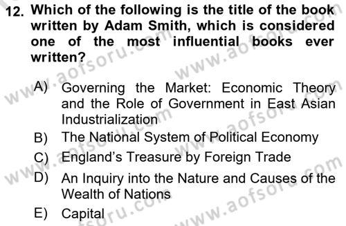 Global Political Economy Dersi Ara Sınavı Deneme Sınav Soruları 12. Soru