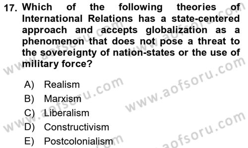 Global Political Economy Dersi 2023 - 2024 Yılı (Vize) Ara Sınav Soruları 17. Soru