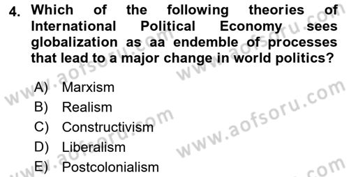 Global Political Economy Dersi Ara Sınavı Deneme Sınav Soruları 4. Soru