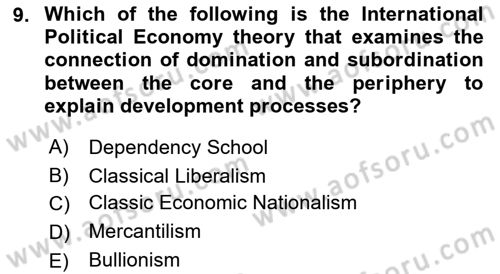 Global Political Economy Dersi Ara Sınavı Deneme Sınav Soruları 9. Soru