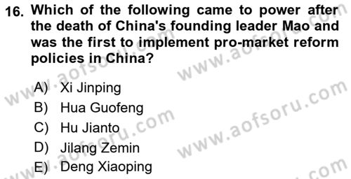 Global Political Economy Dersi 2023 - 2024 Yılı (Final) Dönem Sonu Sınav Soruları 16. Soru