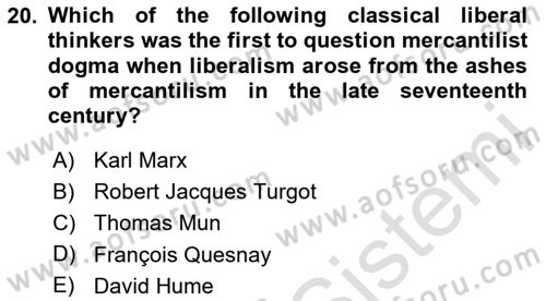 Global Political Economy Dersi 2023 - 2024 Yılı Yaz Okulu Sınav Soruları 20. Soru