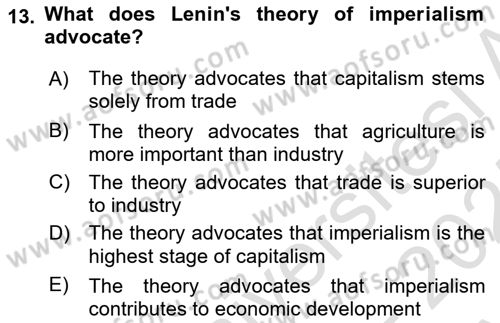 Global Political Economy Dersi 2024 - 2025 Yılı (Vize) Ara Sınav Soruları 13. Soru