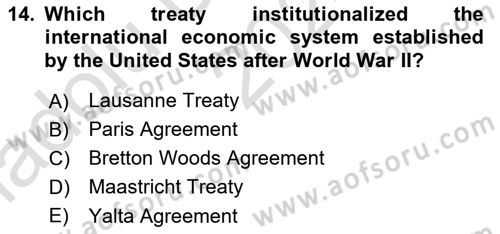 Global Political Economy Dersi 2024 - 2025 Yılı (Vize) Ara Sınav Soruları 14. Soru