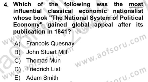 Global Political Economy Dersi 2024 - 2025 Yılı (Vize) Ara Sınav Soruları 4. Soru