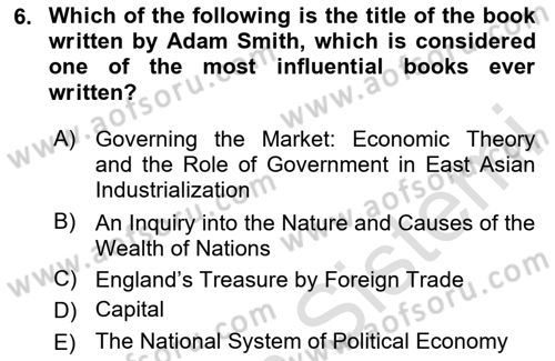 Global Political Economy Dersi 2024 - 2025 Yılı (Vize) Ara Sınav Soruları 6. Soru