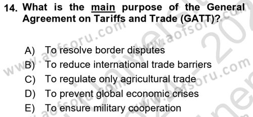 Global Political Economy Dersi 2024 - 2025 Yılı (Final) Dönem Sonu Sınav Soruları 14. Soru