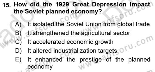 Global Political Economy Dersi 2024 - 2025 Yılı (Final) Dönem Sonu Sınav Soruları 15. Soru
