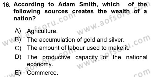 Global Political Economy Dersi 2024 - 2025 Yılı (Final) Dönem Sonu Sınav Soruları 16. Soru