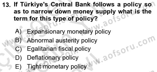 Global Political Economy Dersi 2024 - 2025 Yılı Yaz Okulu Sınav Soruları 13. Soru