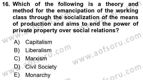 Global Political Economy Dersi 2024 - 2025 Yılı Yaz Okulu Sınav Soruları 16. Soru